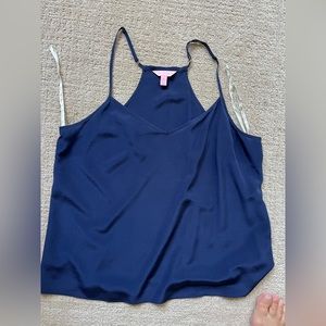 Lilly pulitzer navy blue silk duster top